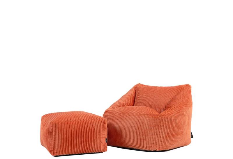 icon Sitzsack Kinder aus Cord flauschig mit Hocker „Natalia“ (Spar-Set, 1 x Sitzsack, 1 x Hocker), 55x44cm, Made in Germany, für Kinderzimmer von icon