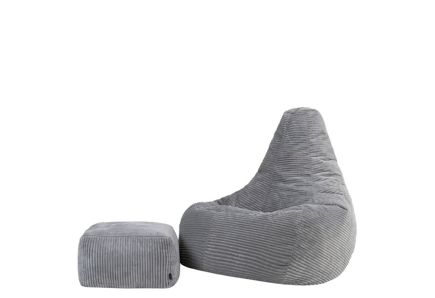 icon Sitzsack Liegesessel mit Hocker XXL aus Cord „Dalton“ (Spar-Set, 1 x Sitzsack, 1 x Fußhocker), Sitzsack XXL, Gaming Sitzsack, Made in Germany, für Erwachsene von icon