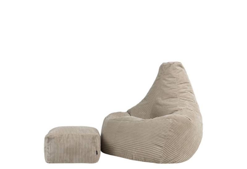 icon Sitzsack Liegesessel mit Hocker XXL aus Cord „Dalton“ (Spar-Set, 1 x Sitzsack, 1 x Fußhocker), Sitzsack XXL, Gaming Sitzsack, Made in Germany, für Erwachsene von icon