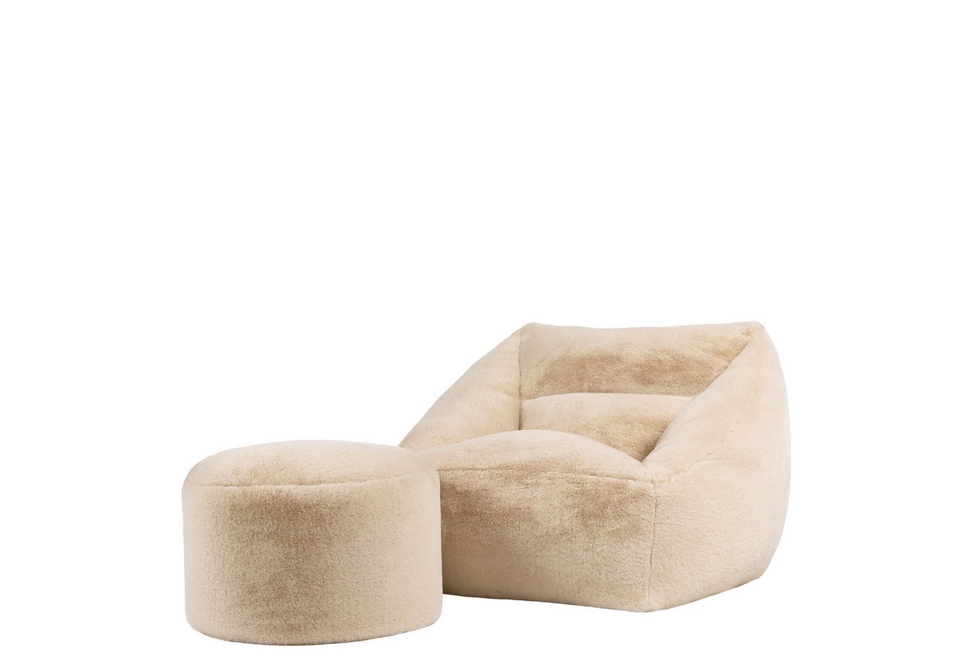 icon Sitzsack Riesen Sessel XXL aus Kunstfell Flauschig „Natalia" mit Sitzpouf (Spar-Set, 1 x Sitzsack-Sessel, 1 x Fußhocker), Sitzsack XXL, Made in Germany, für Erwachsene & Kinder, für Wohnzimmer von icon