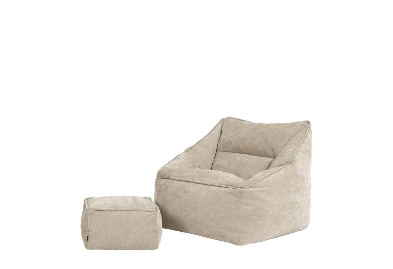 icon Sitzsack Riesen Sitzsack Sessel XXL aus Chenille „Natalia" mit Hocker (Spar-Set, 1 x Sitzsack-Sessel, 1 x Fußhocker), XXL, Made in Germany, für Erwachsene & Kinder, für Wohnzimmer von icon