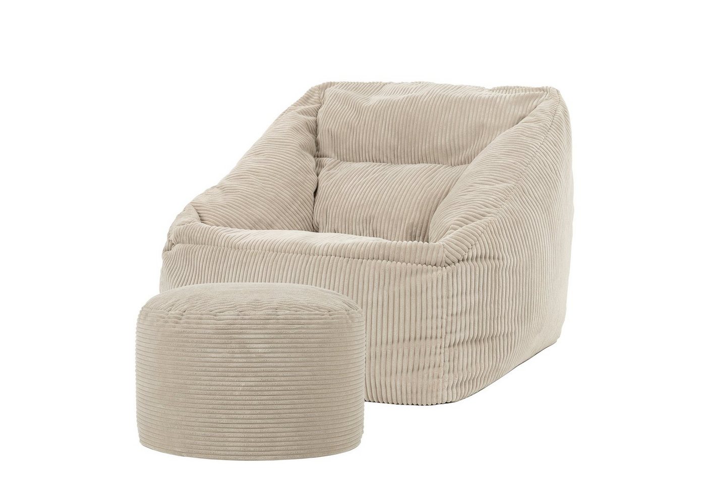 icon Sitzsack Riesen Sitzsack Sessel aus Cord „Morgan“ mit Sitzpouf von icon