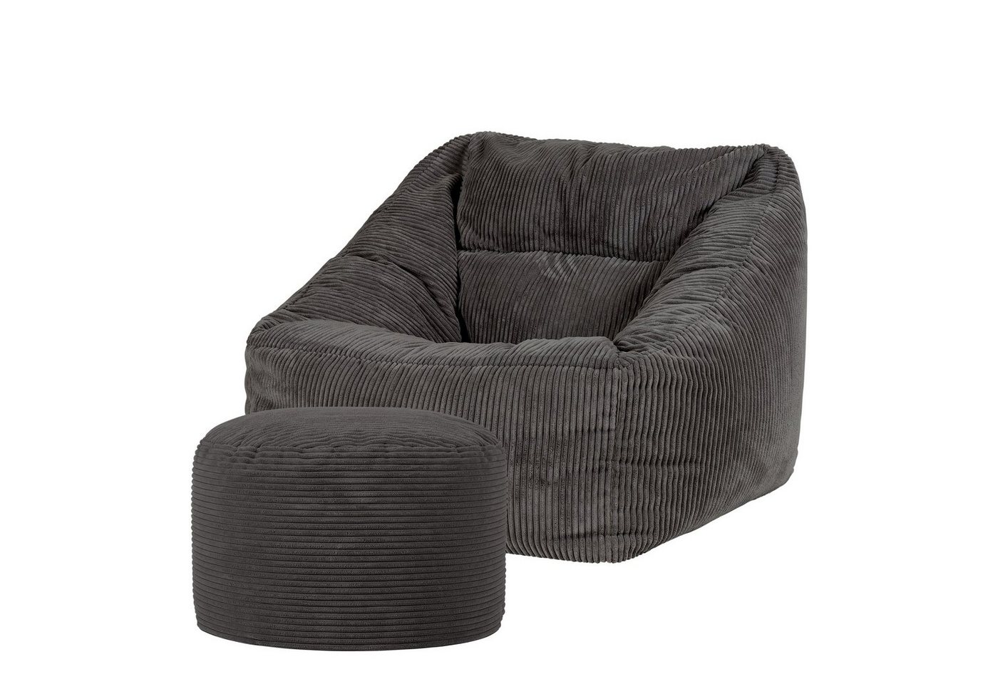 icon Sitzsack Riesen Sitzsack Sessel aus Cord „Morgan“ mit Sitzpouf von icon