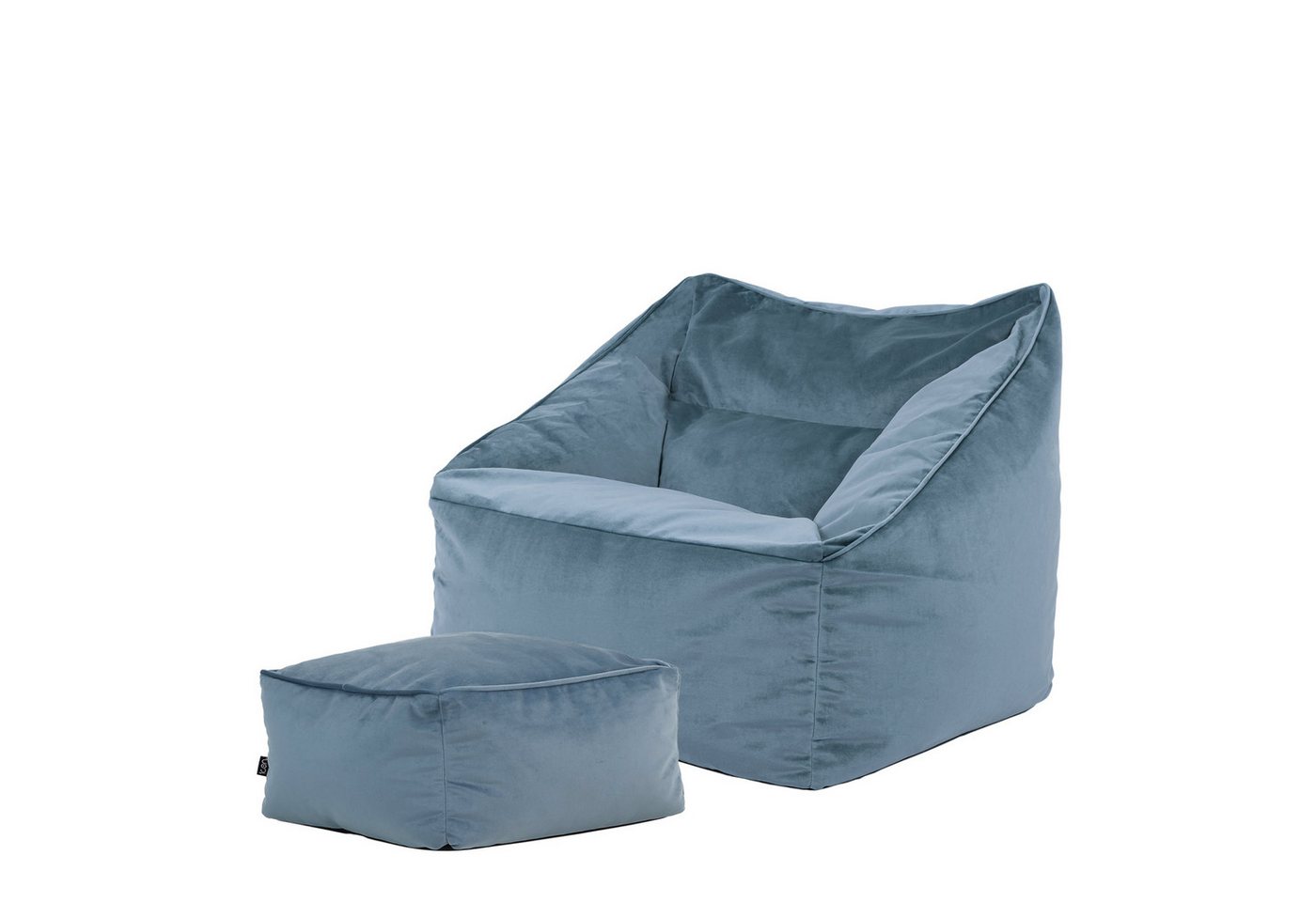 icon Sitzsack Riesen Sitzsack Sessel aus Plüschsamt „Natalia“ mit Sitzpouf von icon