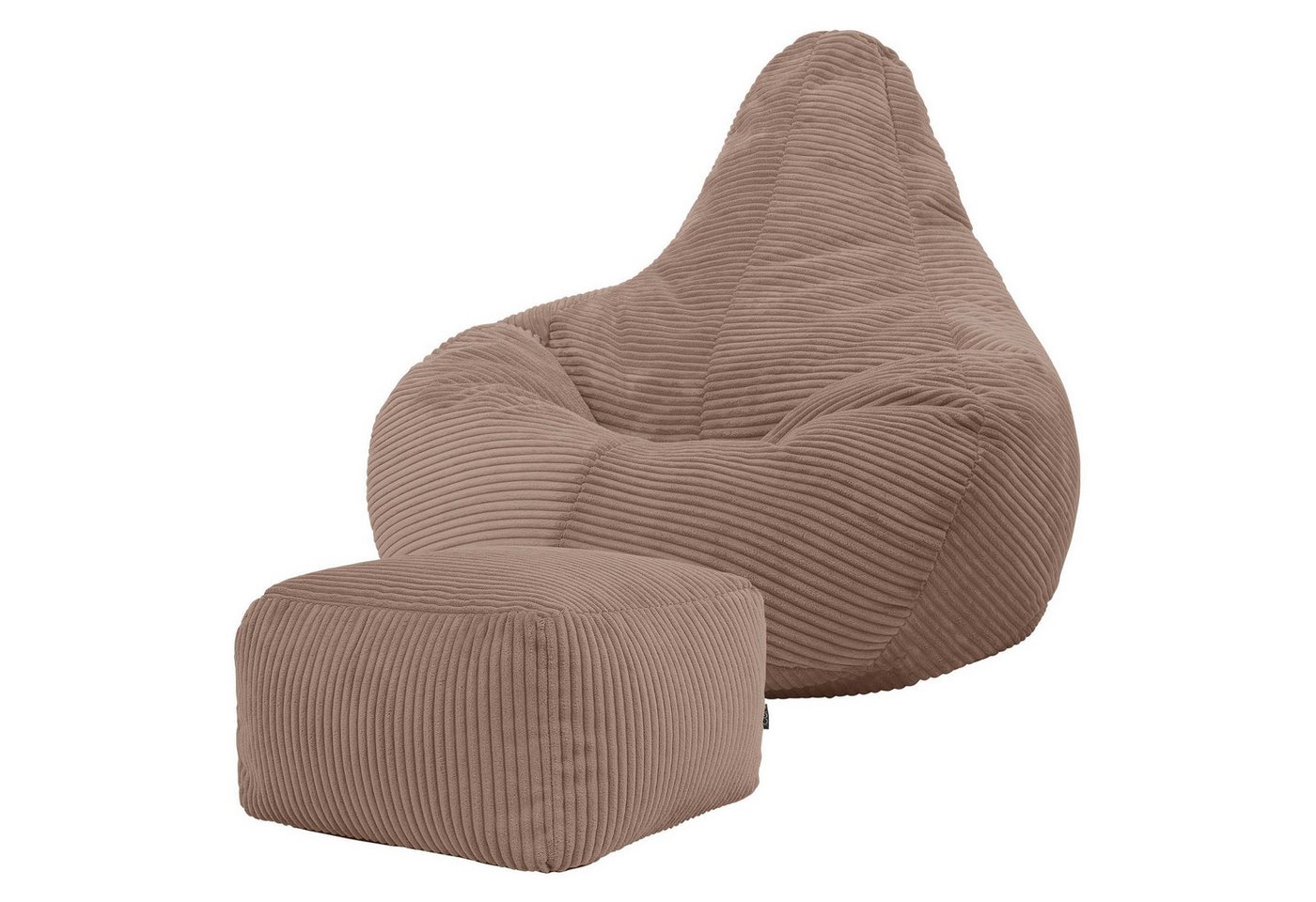 icon Sitzsack Sessel mit Liege aus Cord „Dalton“ mit Hocker (Spar-Set, 1 x Sitzsack, 1 x Fußhocker), Sitzsack XXL Gaming Sitzsack, Made in Germany, für Erwachsene & Kinder von icon