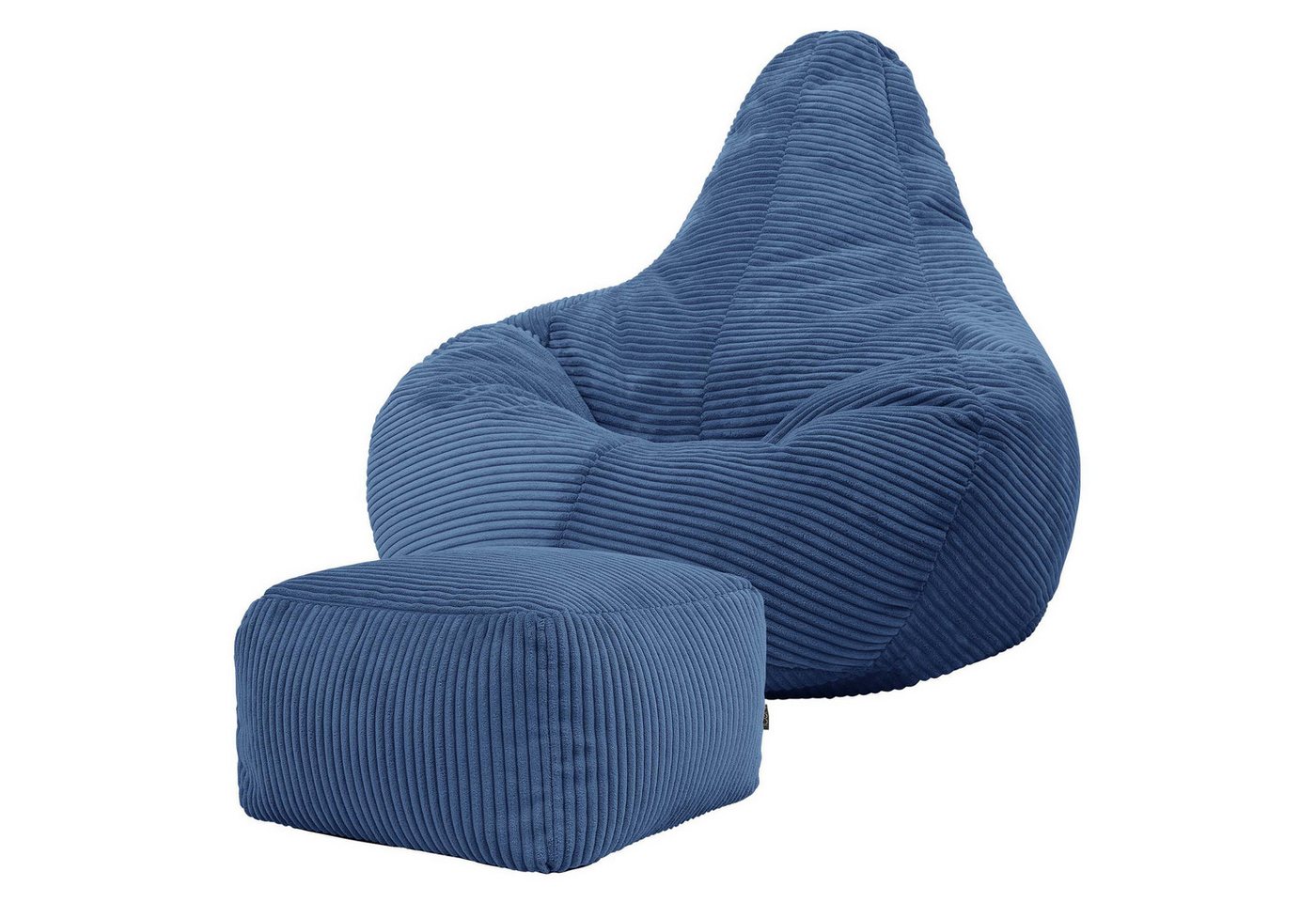 icon Sitzsack Sessel mit Liege aus Cord „Dalton“ mit Hocker (Spar-Set, 1 x Sitzsack, 1 x Fußhocker), Sitzsack XXL Gaming Sitzsack, Made in Germany, für Erwachsene & Kinder von icon