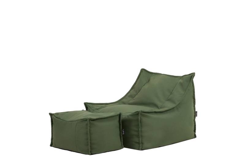 icon Sitzsack Sitzsack Sessel und Fußhocker aus Olefin für den Außenbereich „Alto" (Spar-Set, 1 x Sitzsack-Sessel, 1 x Fußhocker), XXL, Made in Germany, für Erwachsene & Kinder von icon