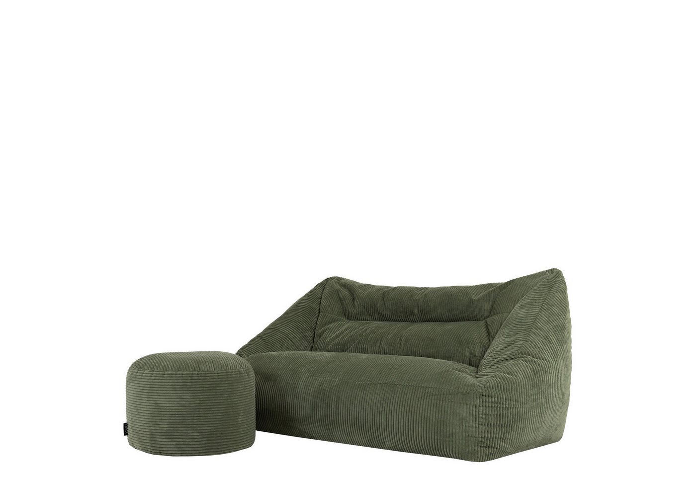 icon Sitzsack Sofa aus Cord „Cecilia" mit Sitzpouf „Milano" (Spar-Set, 1 x Sitzsack, 1 x Hocker), Made in Germany, für Erwachsene, XXL Sitzsack, mit Füllung von icon