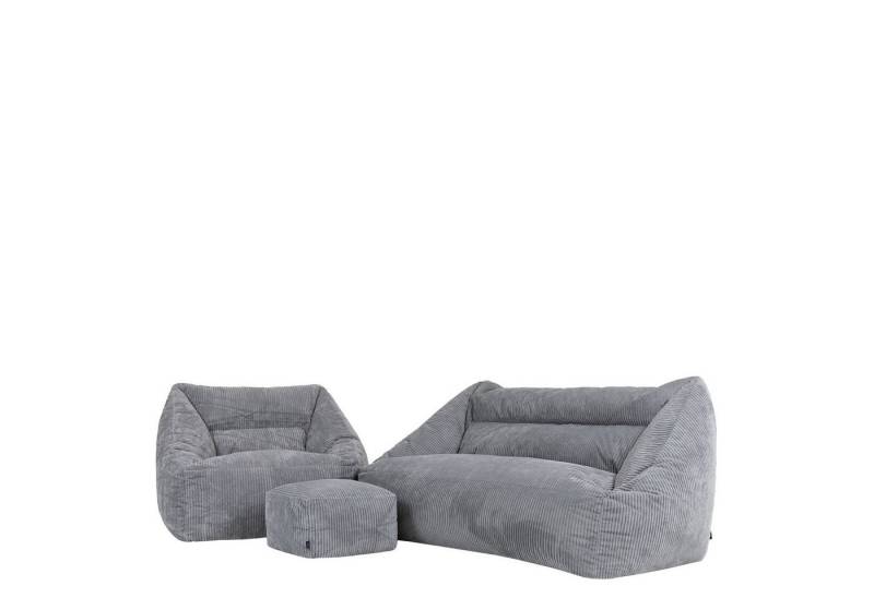 icon Sitzsack Sofa und Sessel aus Cord „Cecilia" mit Sitzpouf (Spar-Set, 1 x Sofa, 1 x Sessel, 1 x Hocker), Made in Germany, für Erwachsene, Sitzsack XXL von icon