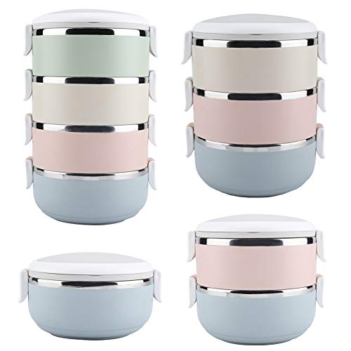 Idalinya Lunch Box Tragbarer Edelstahl-Thermobrotdose-Behälter Bento Box-Lebensmittelbehälter(Vier Etagen 2800ml) von idalinya