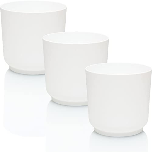 idea-station Sati Blumentopf Set 3 x 13 cm - weiß - bruchsichere Blumentöpfe aus Plastik für verschiedenste Pflanzen, Blumen - Matte Übertöpfe für innen und außen von idea-station