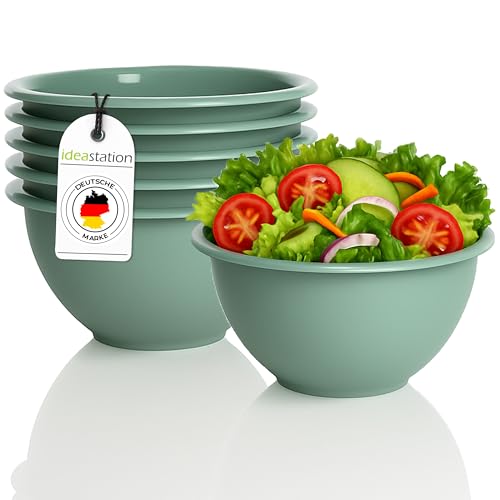 idea-station NEO Plastikschüssel 6 Stück - 16 cm / 650 ml - grün-grau matt - bruchsichere Müslischalen oder Salatschüssel - perfekte Rührschüssel oder Dip Schälchen von idea-station