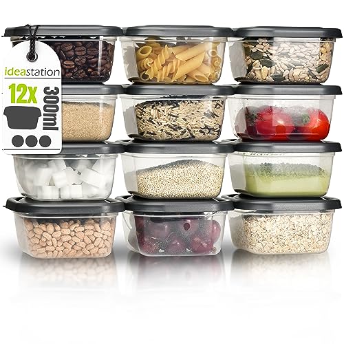idea-station Vorratsdosen mit Deckel 12 x 300 ml - anthrazit - stapelbares Frischhaltedosen Set - perfekt als Snackbox für Kinder oder Gefrierdosen einsetzbar idea-station Vorratsdosen mit Deckel 12 x 300 ml - anthrazit - stapelbares Frischhaltedosen Set - perfekt als Snackbox für Kinder oder Gefrierdosen einsetzbar von idea-station