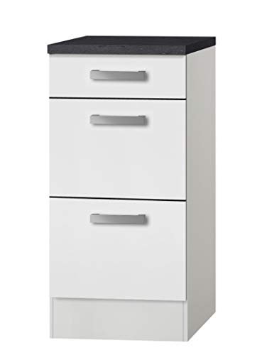 idealShopping GmbH Küchen Schubladenunterschrank mit Arbeitsplatte Oslo U436-9 in weiß 40 cm von idealShopping GmbH