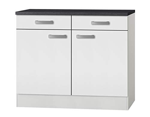 idealShopping GmbH Küchen Unterschrank mit Arbeitsplatte Oslo U106-9 in weiß 100 cm von idealShopping GmbH