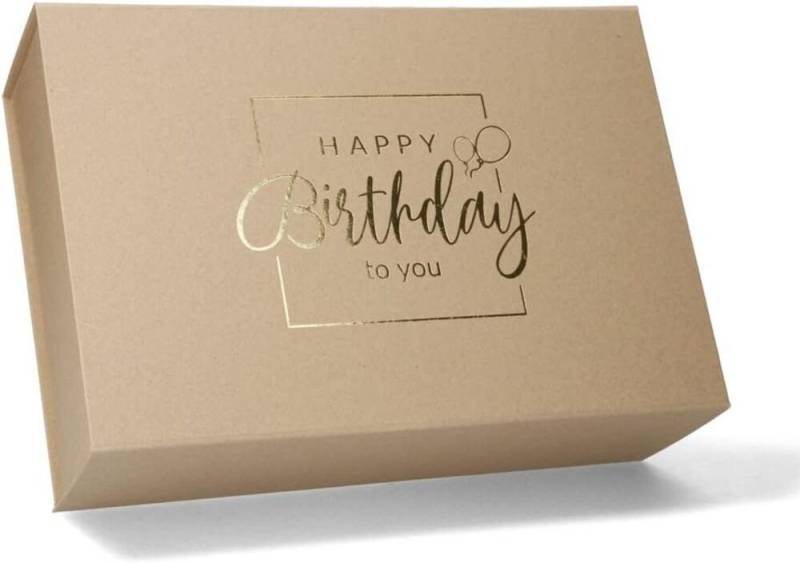 ideas in Boxes Geschenkbox Happy Birthday Geschenkkarton, Premium Magnetbox, Geschenkverpackung für Geburtstag mit Schriftzug von ideas in Boxes