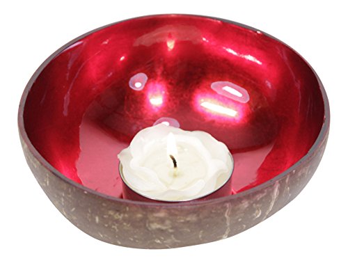 Natur Schwimmschale "Coconut Bowl - Metal foil red" aus Kokos + Kerze von ideas in boxes