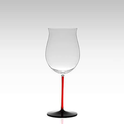 ideenNest | Linie Sven Weinglas, mundgeblasen, bleifreies Kristallglas, spülmaschinenfest, roter Stiel (Model 3) von ideenNest