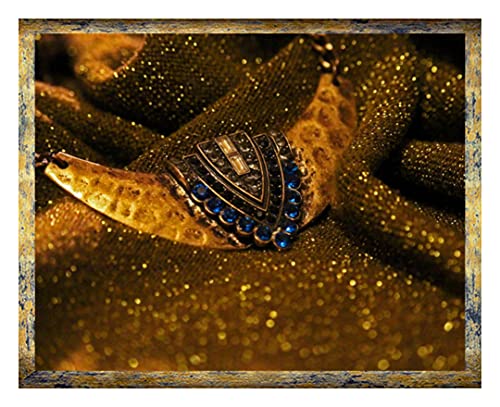 arte-tuo Bilderrahmen Saphir 32x44 cm Blau Gold mit klarem Kunstglas für Poster Puzzle Diamond Painting von arte-tuo