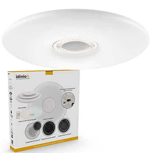 idinio Alexa Echo Deckenleuchte 24W mit Dockingstation für Alexa Echo Dot 4. Generation und Nest Mini warmweiss neutralweiss dimmbar RGB-Backlight Alexa Zubehör von idinio