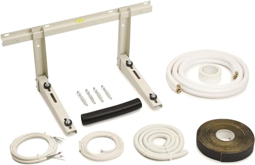 Idoneo Linea Kältemittelleitung 1/4" und 1/2" Zoll + Montage Set + Wandhalterung | Kupferleitungen Isoliert Kupferrohr für 18000 BTU | Montage-Kit Satz mit Wandkonsole | Doppelrohr | Kit (6m lang) von idoneo linea
