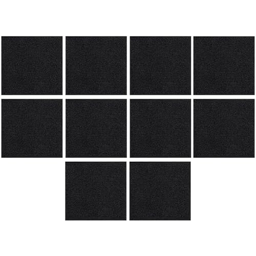 idqwsswt Einfach zu installierende Selbstklebende Teppichfliesen. rutschfeste Bodenlösung. Selbstklebende Polyester Teppichfliesen, Schwarz von idqwsswt