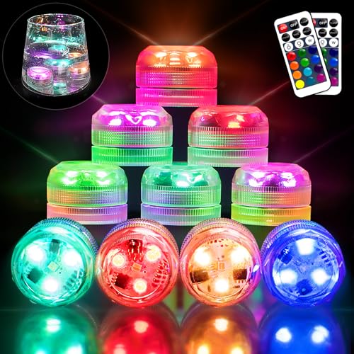 Mini Unterwasser Led Teelichter mit Fernbedienung,10 Stück RGB Farbwechsel Mini LED Licht Batteriebetrieben Wasserdichte Kerzen Lichter für Vase,Hochzeit,Party,Garten von idyl light