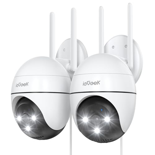 ieGeek 2K Überwachungskamera Aussen WLAN, PTZ Outdoor IP Kamera überwachung außen, WiFi Dome Camera mit Farbiger Nachsicht, Bewegungserkennung,Mensch Bewegungsmelder, Zwei-Wege-Audio (2PCS) von ieGeek