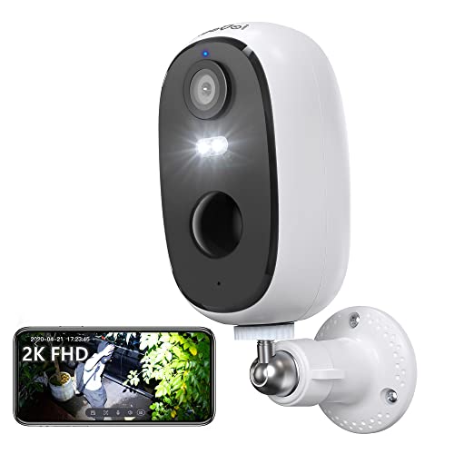 ieGeek 2K 3MP Überwachungskamera Aussen Akku，WLAN Kamera Outdoor akku（Ohne SD-Karte），10 m Farb-Nachtsicht，Sirene/Weißlichtalarm，PIR Bewegungsmelder, Cloud/SD Storage，IP65，2-Wege Audio von ieGeek