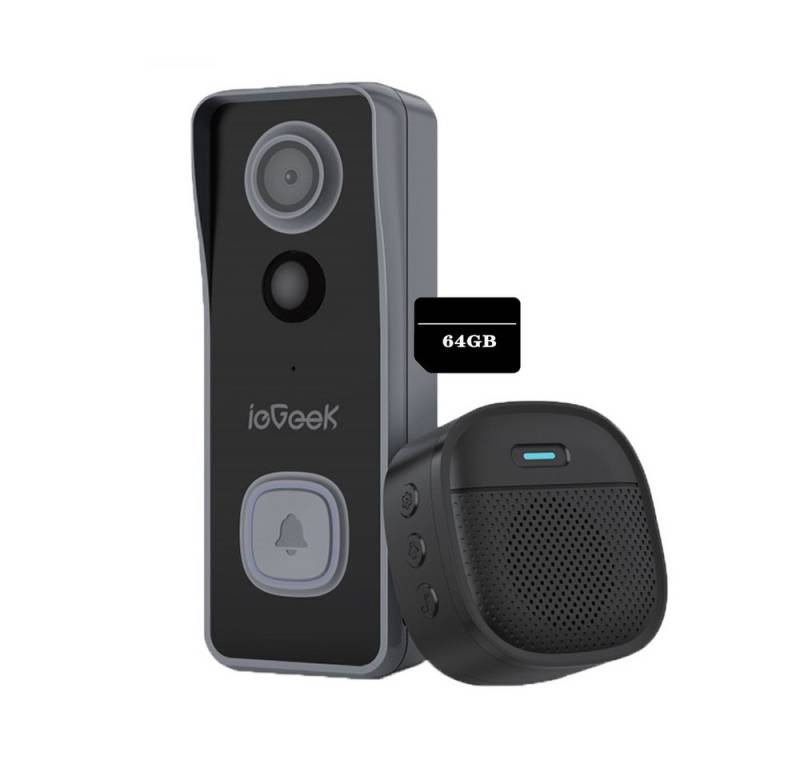 ieGeek Türklingel Überwachungskamera Zusätzliche kabellose Video-Türklingel (Smarte Video Türklingel mit Gong 166° Weitwinkel PIR-Bewegungserkennung, 2-Wege-Audio Nachtsicht Kompatibel mit Alexa Lokaler & Cloud-Speicher), Paketdetektion Mühelose Installation von ieGeek