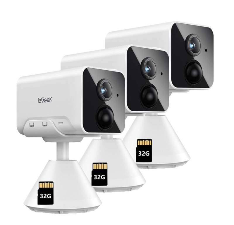 ieGeek Überwachungskamera 1 Stück 1080P Überwachungskamera Aussen Akku Kamera Überwachung (drinnen, Innen, außen, außen/innen WLAN PIR Bewegungserkennung Tracking Bewegungserkennung, 25M Nachtsicht 2-Wege-Audio kompatibel mit Alexa IP65 wasserdicht, Ereignisausgelöste/kontinuierliche Überwachung) von ieGeek
