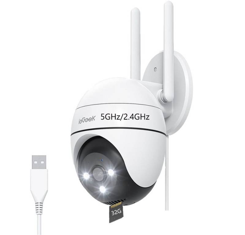 ieGeek Überwachungskamera 1 Stück 2K Überwachungskamera Aussen 2.4G&5G WLAN PTZ Outdoor (Aussen, Außenbereich, Outdoor, außen, IP Kamera überwachung außen WiFi Dome Camera mit Farbiger Nachsicht, Bewegungserkennung Mensch Bewegungsmelder Zwei-Wege-Audio, 24/7 Aufnahme Memory-Karte/Cloud-Speicher) von ieGeek