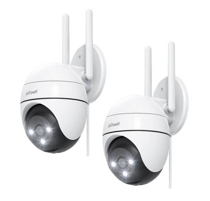 ieGeek Überwachungskamera 2 Stück 2K Überwachungskamera Aussen 2.4G&5G WLAN PTZ Outdoor (Aussen, Außenbereich, Outdoor, außen, IP Kamera überwachung außen WiFi Dome Camera mit Farbiger Nachsicht, Bewegungserkennung Mensch Bewegungsmelder Zwei-Wege-Audio, 24/7 Aufnahme Memory-Karte/Cloud-Speicher) von ieGeek