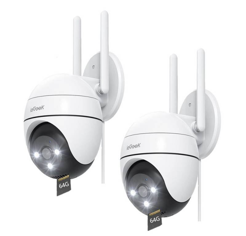 ieGeek Überwachungskamera 2 Stück 2K Überwachungskamera Aussen 2.4G&5G WLAN PTZ Outdoor (Aussen, Außenbereich, Outdoor, außen, IP Kamera überwachung außen WiFi Dome Camera mit Farbiger Nachsicht, Bewegungserkennung Mensch Bewegungsmelder Zwei-Wege-Audio, 24/7 Aufnahme Memory-Karte/Cloud-Speicher) von ieGeek