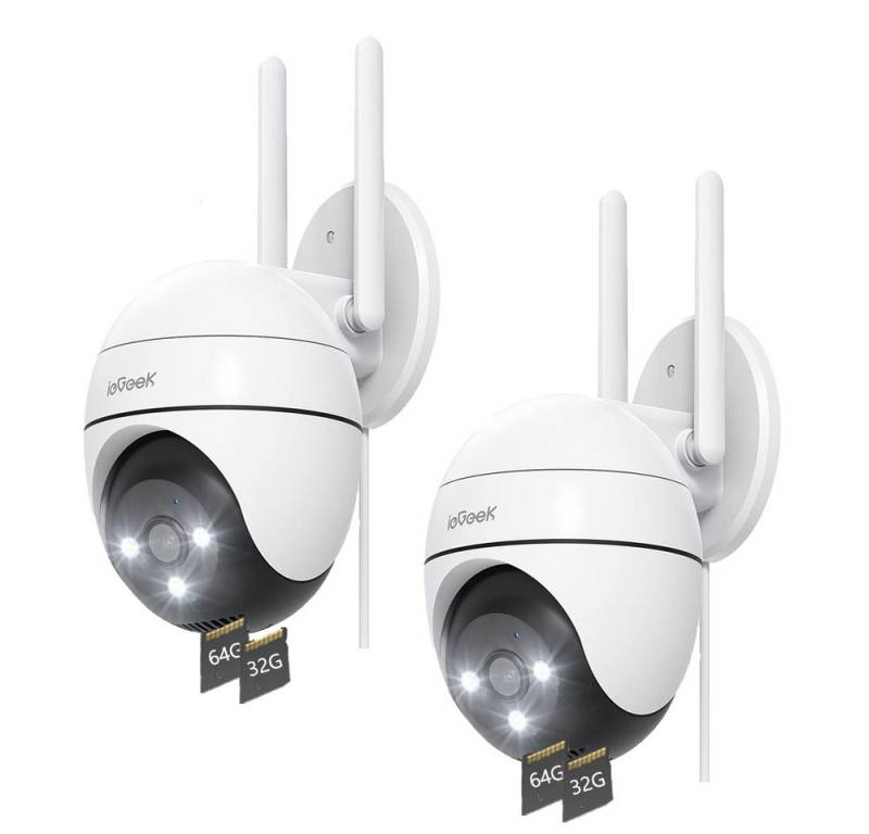ieGeek Überwachungskamera 2 Stück 2K Überwachungskamera Aussen 2.4G&5G WLAN PTZ Outdoor (Aussen, Außenbereich, Outdoor, außen, IP Kamera überwachung außen WiFi Dome Camera mit Farbiger Nachsicht, Bewegungserkennung Mensch Bewegungsmelder Zwei-Wege-Audio, 24/7 Aufnahme Memory-Karte/Cloud-Speicher) von ieGeek