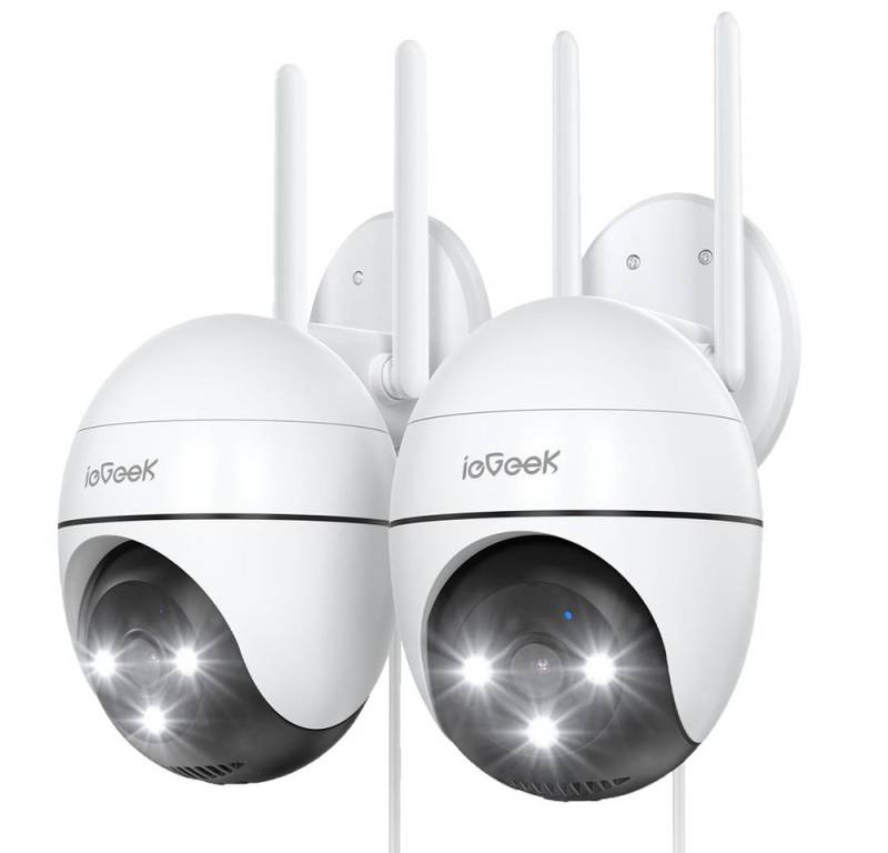 ieGeek Überwachungskamera 2 Stück Überwachungskamera Aussen Kamera Überwachung Aussen Wlan IP (Aussen, AuBenbereich, außen, utdoor Kabel Außenkamera WiFi PTZ Outdoor Camera Dome Aussen kamera, 2-tlg., Videoüberwachung Kamera mit Farbige Nachtsicht Bewegungserkennung, 24/7 Aufnahme,& Ton und Lichtalarm) von ieGeek