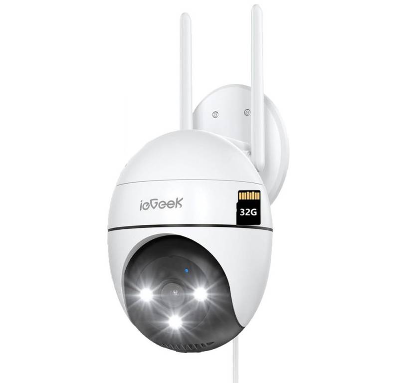 ieGeek Überwachungskamera 2 Stück Überwachungskamera Aussen Kamera Überwachung Aussen Wlan IP (Aussen, AuBenbereich, außen, utdoor Kabel Außenkamera WiFi PTZ Outdoor Camera Dome Aussen kamera, 1-tlg., Videoüberwachung Kamera mit Farbige Nachtsicht Bewegungserkennung, 24/7 Aufnahme,& Ton und Lichtalarm) von ieGeek