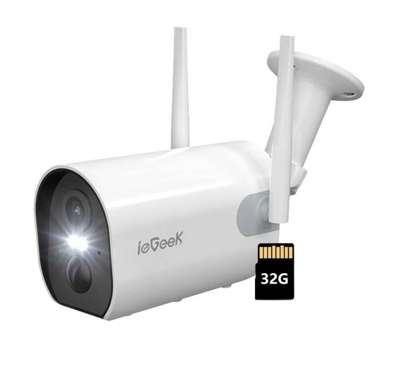 ieGeek Überwachungskamera 2K/3MP Überwachungskamera Aussen Akku WLAN Kabellose (Außenbereich Sicherheit, Baby Überwachung, Haustieren Überwachung, Innenbereich Sicherheit, Wild und Jagd, Überwachung, Außen/Innen IP Kamera Outdoor mit PIR Bewegungsmelder, 1-tlg., Farbnachtsicht, Funktioniert mit Alexa 2-Wege Audio, Benutzerdefinierten Bereich Lange Standby-Zeit) von ieGeek