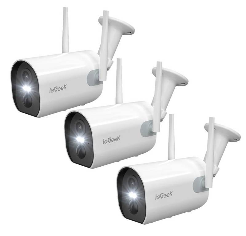 ieGeek Überwachungskamera 2K/3MP Überwachungskamera Aussen Akku WLAN Kabellose (Außenbereich Sicherheit, Baby Überwachung, Haustieren Überwachung, Innenbereich Sicherheit, Wild und Jagd, Überwachung, Außen/Innen IP Kamera Outdoor mit PIR Bewegungsmelder, 3-tlg., Farbnachtsicht, Funktioniert mit Alexa 2-Wege Audio, Benutzerdefinierten Bereich Lange Standby-Zeit) von ieGeek