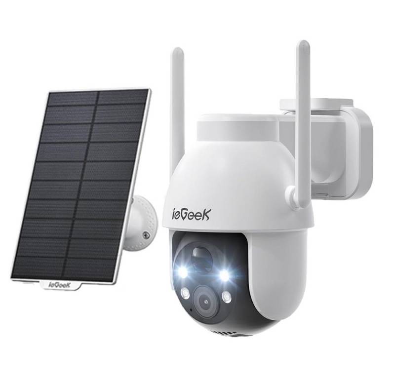 ieGeek Überwachungskamera 2K 3MP HD Überwachungskamera Aussen Solar 360° PTZ 2.4GHz WLAN (Aussen, Außenbereich, 360° PTZ Überwachungskamera Aussen Akku,Farb-Nachtsicht, 1-tlg., mit PIR Bewegungsmelder,2-Wege-Audio, Cloud/TF Karte Storage, IP65, unterstützt 24/7-Aufnahme,4-fachen Digitalzoom) von ieGeek