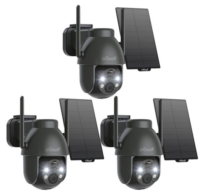 ieGeek Überwachungskamera 2K 3MP Überwachungskamera Aussen Akku Solar 360° PTZ WLAN Kamera (Aussen, Außenbereich, Außen, außen/innen, Überwachung Außen mit Solarpanel PIR Bewegungsmelder Farb-Nachtsicht, 2.4GHz WLAN Kamera Zwei-Wege-Audio kompatibel Alexa, 4 Facher Digitalzoom 3 Alarmmodi 4dBi Antenne) von ieGeek