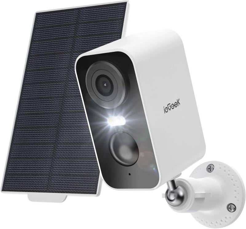 ieGeek Überwachungskamera 2K Überwachungskamera Aussen Akku Solar WLAN mit Bunte Nachtsicht PIR (Außenbereich Aussen Außen, 2K WiFi Wireless FHD Nachtsicht 5200 mAh Akku mit Solarpanel, WiFi Kamera Outdoor mit PIR Bewegungsmelder,2-Wege-Audio, Spotlights, Unterstützung PIR-Personenerkennung Cloud/TF Karte Storage) von ieGeek