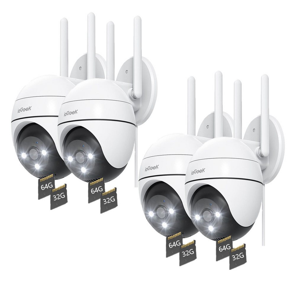 ieGeek Überwachungskamera 4 Stück 2K Überwachungskamera Aussen 2.4G&5G WLAN PTZ Outdoor (Aussen, Außenbereich, Outdoor, außen, IP Kamera überwachung außen WiFi Dome Camera mit Farbiger Nachsicht, Bewegungserkennung Mensch Bewegungsmelder Zwei-Wege-Audio, 24/7 Aufnahme Memory-Karte/Cloud-Speicher) ieGeek Überwachungskamera 4 Stück 2K Überwachungskamera Aussen 2.4G&5G WLAN PTZ Outdoor (Aussen, Außenbereich, Outdoor, außen, IP Kamera überwachung außen WiFi Dome Camera mit Farbiger Nachsicht, Bewegungserkennung Mensch Bewegungsmelder Zwei-Wege-Audio, 24/7 Aufnahme Memory-Karte/Cloud-Speicher) von ieGeek