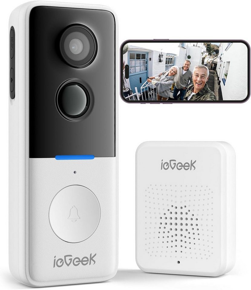 ieGeek WLAN Video Türklingel mit Kamera Kabellose Video Doorbell 2,4GHz WLAN Smart Home Türklingel (Außenbereich, Aussen, Drinnen, 1080P Smarte Video Türklingel mit Akku,PIR Personenerkennung, Nachtsicht, 2-Wege-Audio, 2,4 GHz WiFi,Unterstützt SD & Cloud-Speicher, 166°Weitwinkelansicht, Teilen Sie den Moment mit Ihrer Familie) von ieGeek