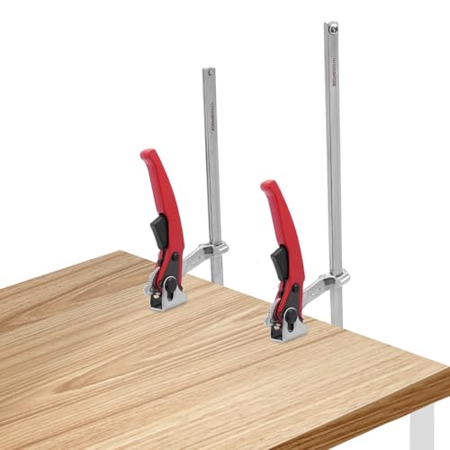 2 Stück Hebelzwinge Ganzstahl Tischzwinge, Hebelzwinge Tischzwinge Schnellspanner Schraubzwingen Set, mit 300mm und 200mm Spannbereich, 60mm Ausladungstiefe zum Schleifen von ieLsngai