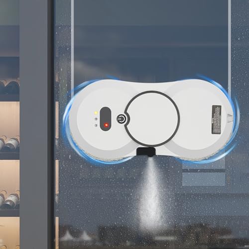 Fensterroboter mit Sprühfunktion 80W, Fensterreiniger Roboter Automatischer 2800Pa, Magnetischer Fensterreiniger mit 10*Reinigungstüche und Adapter, für Innen- und Außenfenster von ieLsngai