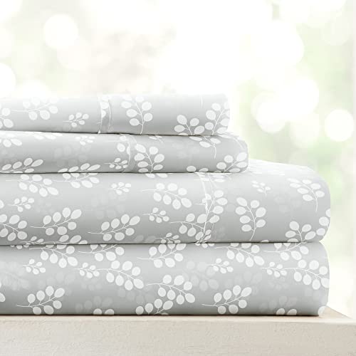 Einfach Soft 4 Stück weizen Muster Bed Sheet Set, grau, California King von ienjoy Home