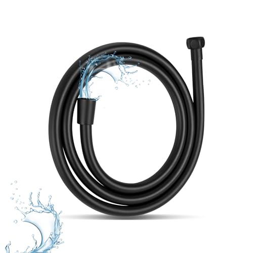ieron 2 m/78 Zoll glatte PVC-Duschschläuche, universeller flexibler Anti-Knick-Hand-Ersatz-Duschschlauch mit massivem Messinganschluss, auslaufsicher – Schwarz von Ieron