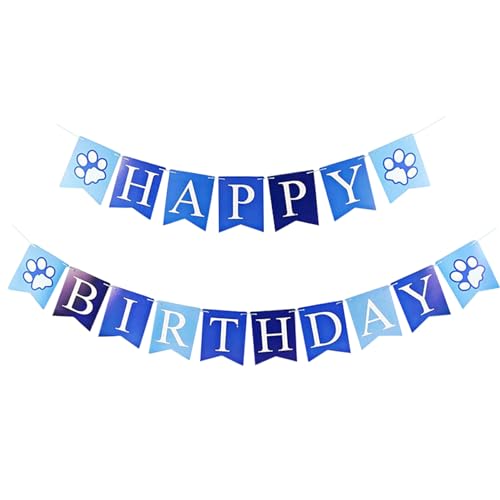 Geburtstag Banner, Happy Birthday Bunting Banner, Blaues Happy Birthday Wimpelkette, Geburtstags-Wimpelkette Flagge für Haustier Hund Geburtstag von iewrtcin