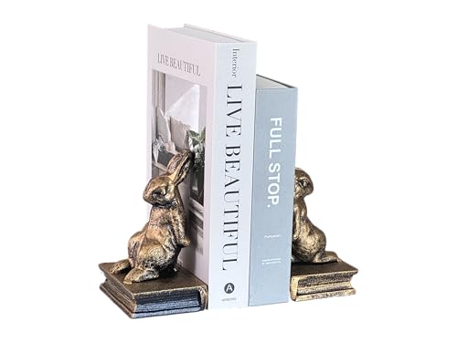 ifreeside Dekoratives Buchstützen-Set aus Gusseisen, Vintage, strapazierfähig, für Regale für Zuhause, Schreibtisch, Wohnzimmer (Hasen) von ifreeside